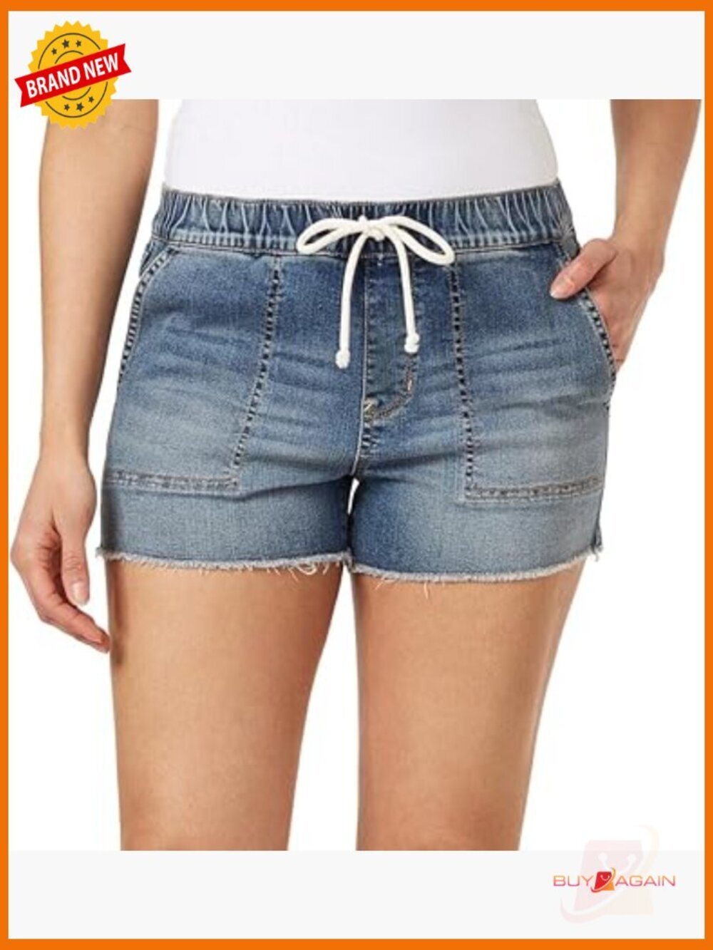 Denim Jogger Shorts Mid-Rise Insta Stretch Juniors Short Length 3" Inseam